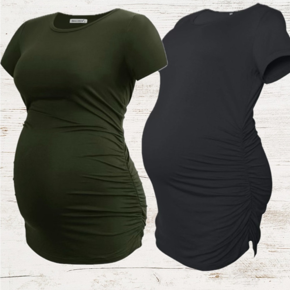 2 Maternity Pregnancy Side Ruched Top Shirt Clothes Bundle